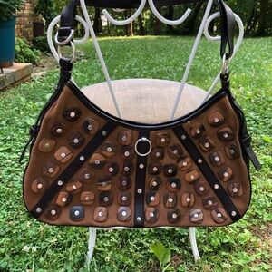 Yves Saint Laurent YSL brown Grommet Stud Mombasa Bag rare